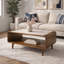 Table basse en bois de manguier et en travertine Adonia