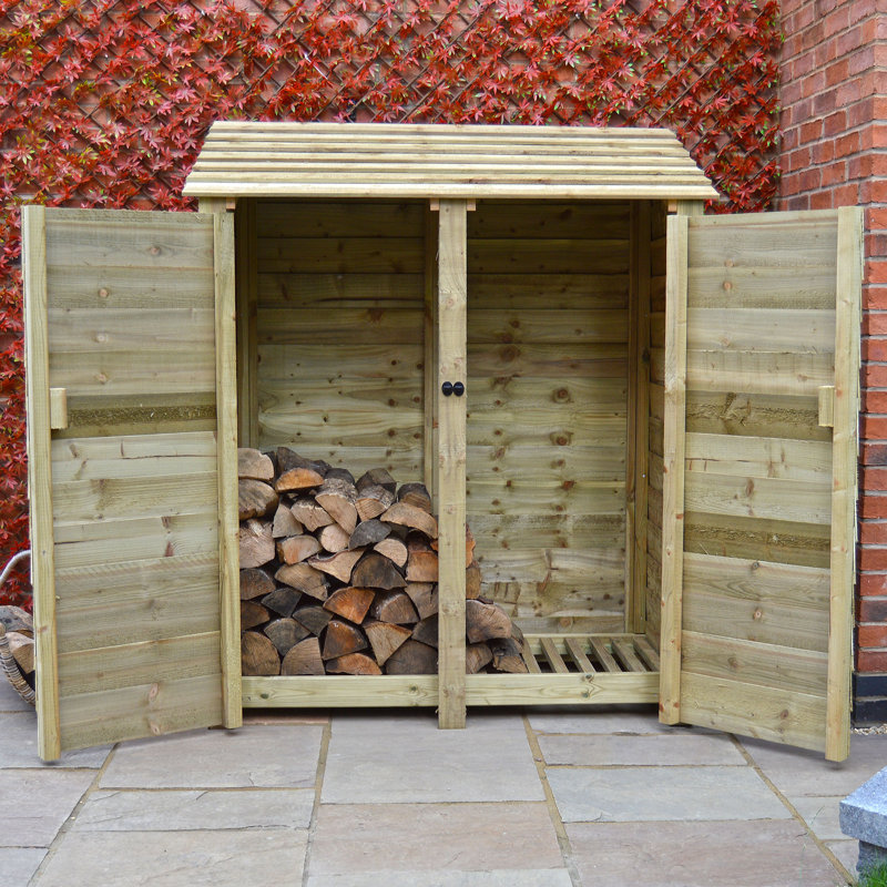Tangier 150cm W x 80cm D Solid Wood Log Store, Light Green