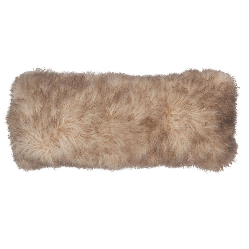 Iyana Wool Throw Pillow, Brown, 14"H x 36"W