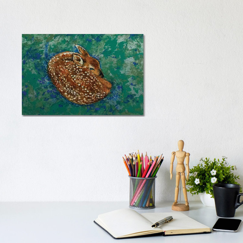 Sleeping Fawn by Michael Creese - Painting on Canvas, Wrapped Canvas, 20.32cm H x 30.48cm W x 1.91cm D