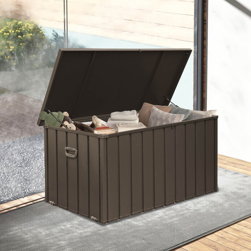 Boîte de rangement pour terrasse verrouillable Domi, Brun