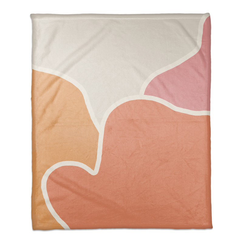 Jeté en molleton, Rose / orange / ivoire abstrait 2