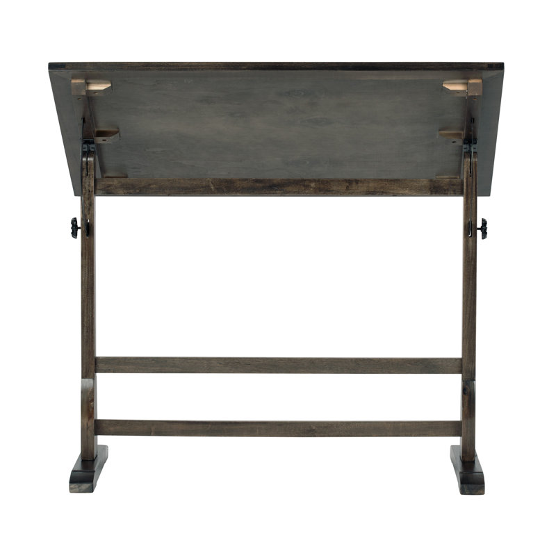 Gumesindo Solid Wood Top Drafting Table, 36" H x 42" W x 30" D, Distressed Black