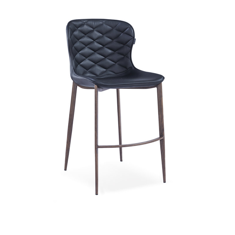 Tabouret de bar et de comptoir Albert, Noir, Placage de bois, Tabouret de comptoir (siège d'une hauteur de 24 p