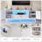 63" W Tv Stand with LED Lights, Charging Station, Storage Cabinets and Open Storage Area-1857689542