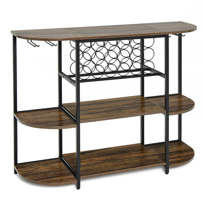 Donyea 16'' Wine Bar, Rustic Brown