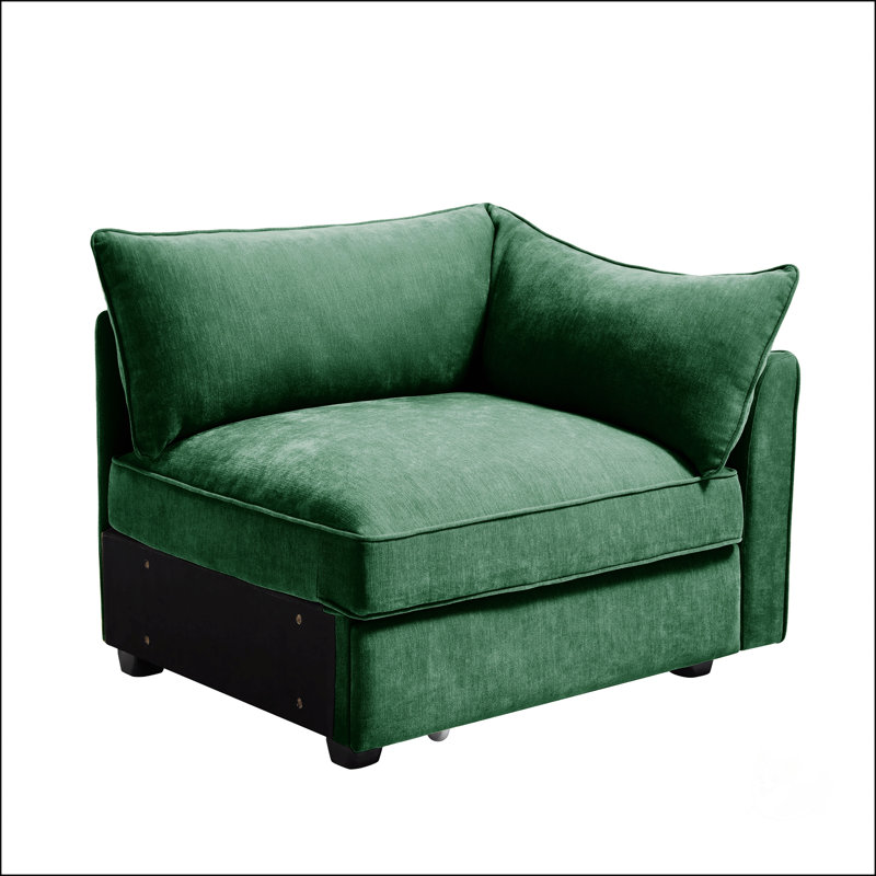 Luxueux canapé en velours vert RSF avec un confort moelleux et un design élégant pour les intérieurs modernes, Vert