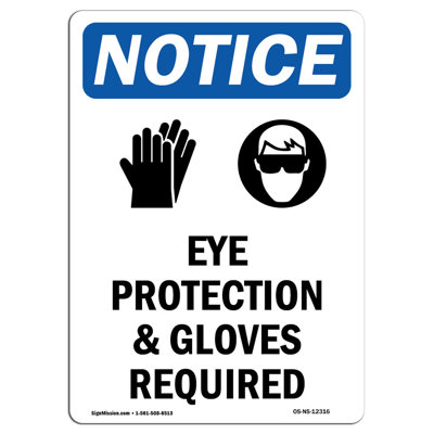 Eye Protection & Gloves Sign with Symbol