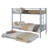 Heavy-Duty Sturdy Meta Twin Over Twin Bunk Bed/L/ Noise Reduced/ Safety Guardrail/No Box Spring Needed,Silvery-2081278433