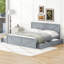 Lit plateforme en bois avec quatre tiroirs de rangement et pieds de soutien-795719955-795719953