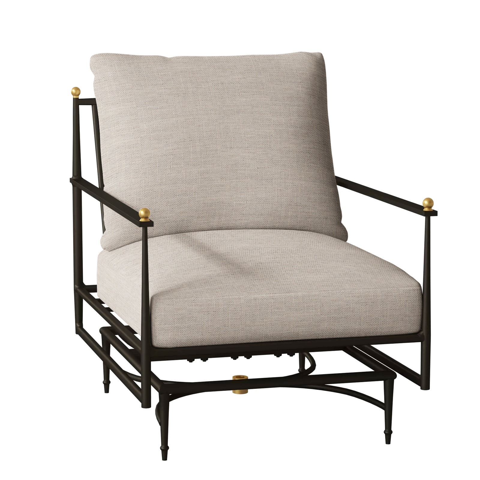 Roma Sunbrella® Patio Lounge Chair, Dove Sunbrella® Linen, Welt, Standard Plus