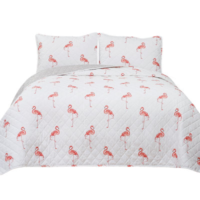 Lush Decor Kelly Flamingo Reversible Cotton Quilt Set
