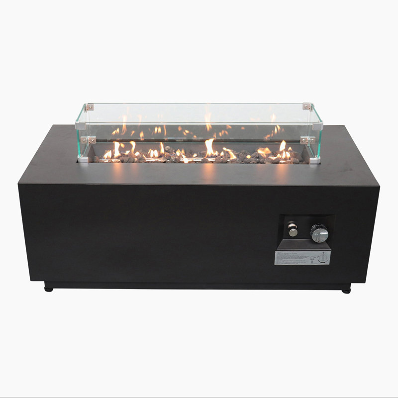 16 H X 42 W Steel Outdoor Fire Pit Table With Lid