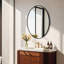 Black Oval Wall Mirror Modern Slim Aluminum Frame Bathroom & Bedroom-305489912