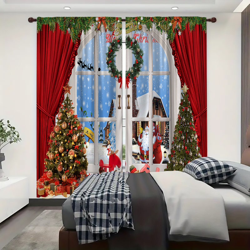 Rideau de Noël 2 pièces, L 51 po x L 63 po