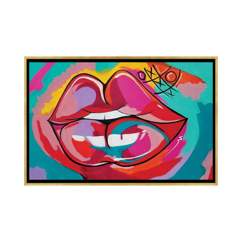 «Fruit» par Pinklomein - impression d'art graphique, Toile encadrée d'or, Pas de tapis, H 26 po x l 40 po x 1,5 po