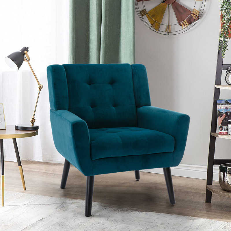 Fauteuil d'appoint Bolanle, Velours sarcelle