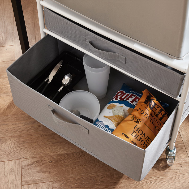 Fridge Stand Supreme 2 Drawer Storage Chest, White/Light Gray