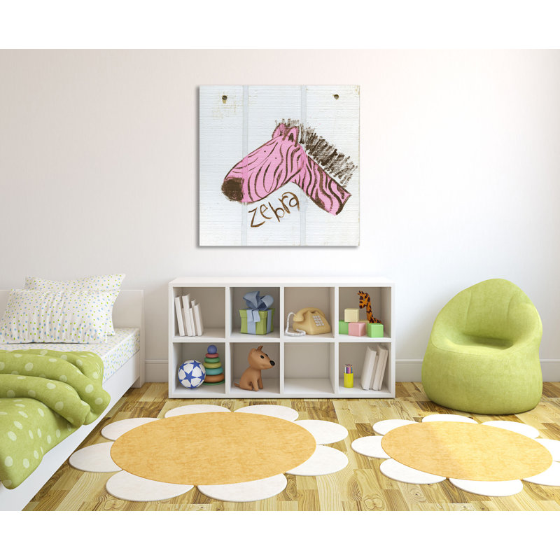Joyeux zèbre rose, art sur toile, H 36 po x l 36 po x P 1,5 po