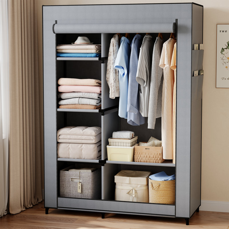 Portant à vêtements classique avec couvercle H 62,4 po x l 40,8 po, Gris