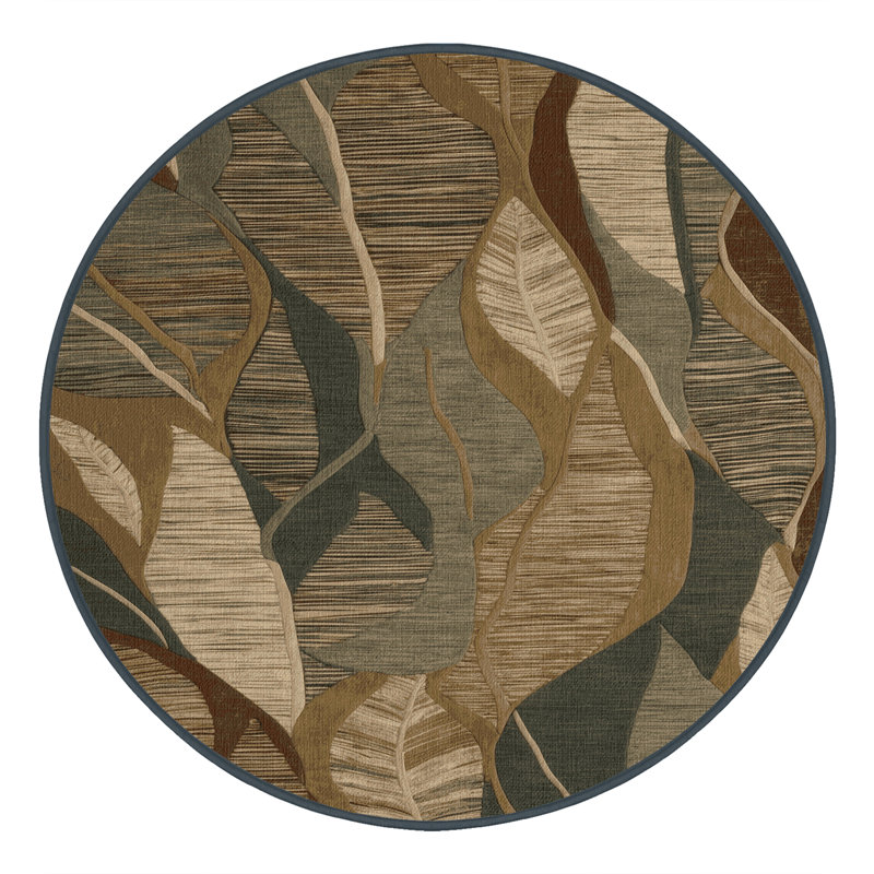 Tapis brun lavable à la machine, Rond 4 pi