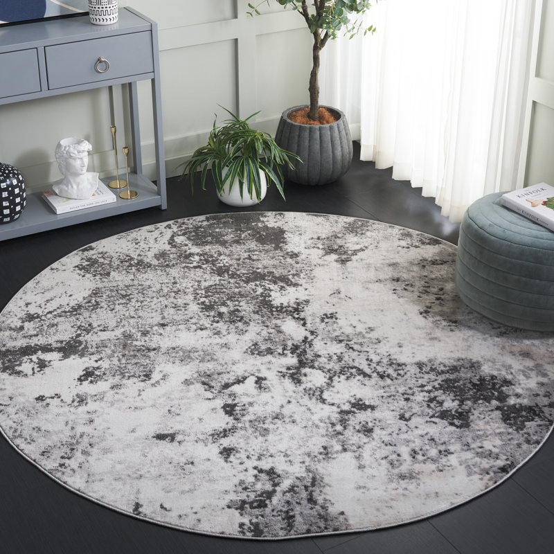 Tapis gris / ivoire Branscum, Rond 6 pi 7 po