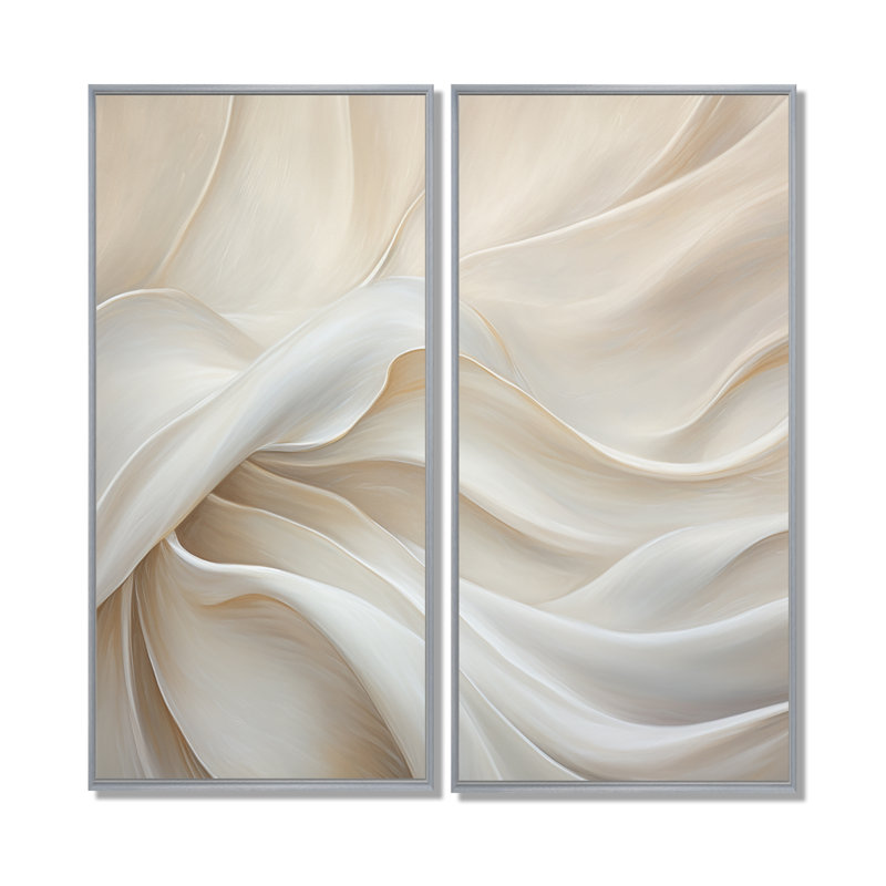 Tissu blanc en soie River - impressions sur toile beige glamour, H 20 po x l 24 po, Floater Framed Print without Mat