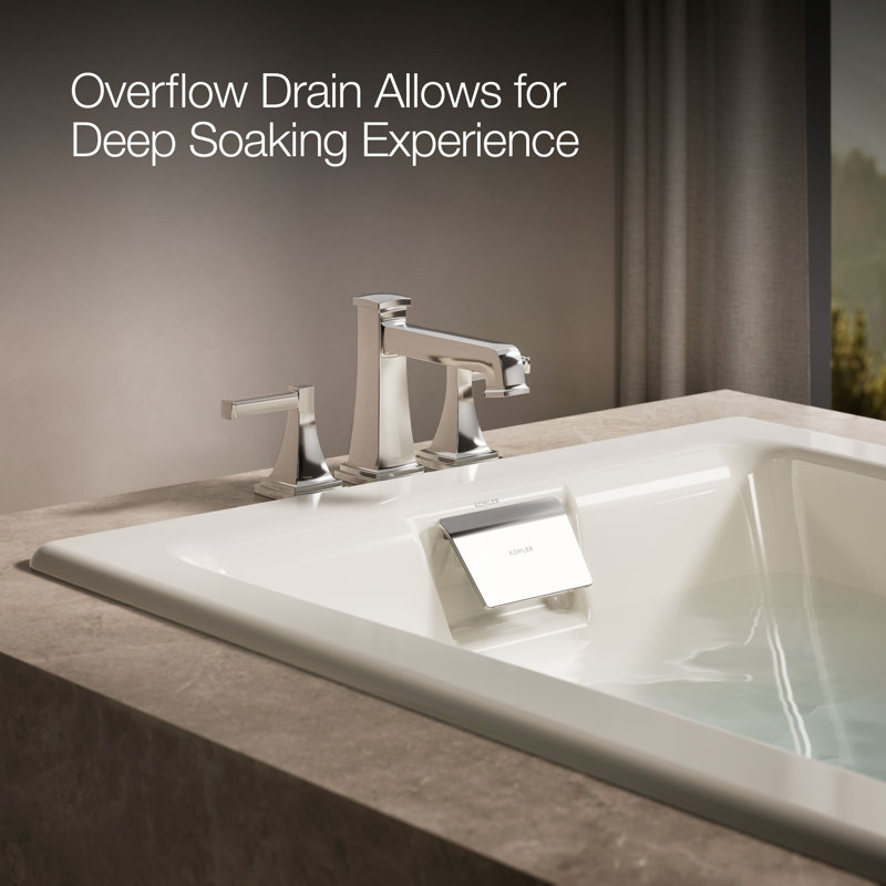 Tea-for-Two 72'' x 36'' Drop-in Whirlpool Cast Iron Bath with Heater, Biscuit
