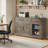 60'' Farmhouse Coffee Bar Sideboard with Built-in Beverage Fridge, Drawer Storage, and Adjustable Shelves for Dining or Living Room-938667490