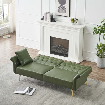 Canapé-lit en similicuir avec accoudoirs réglables, convertible pour diverses utilisations, idéal pour les petits espaces et la vie confortable