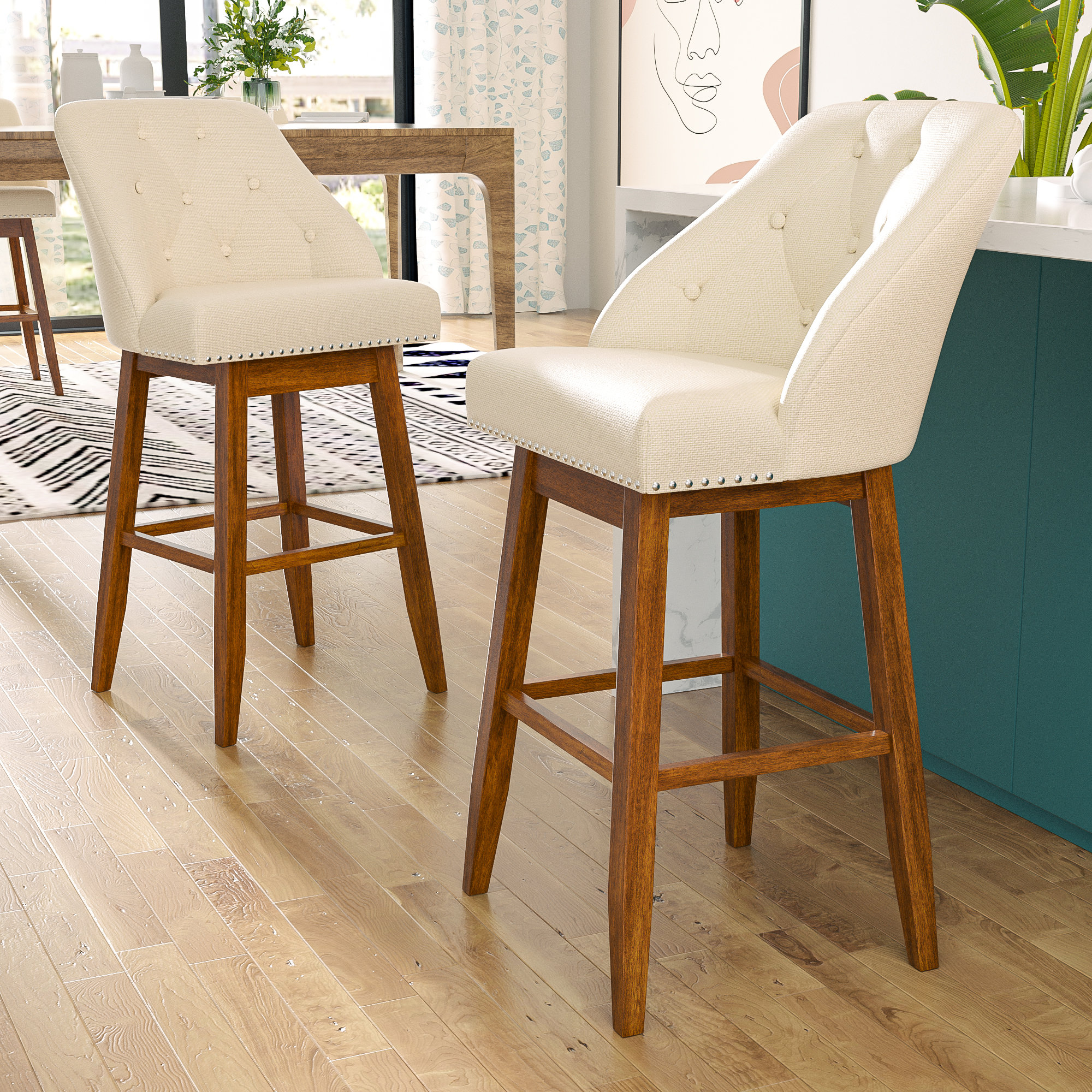 Brayden Studio® Havant Upholstered Counter Bar Stool with Solid