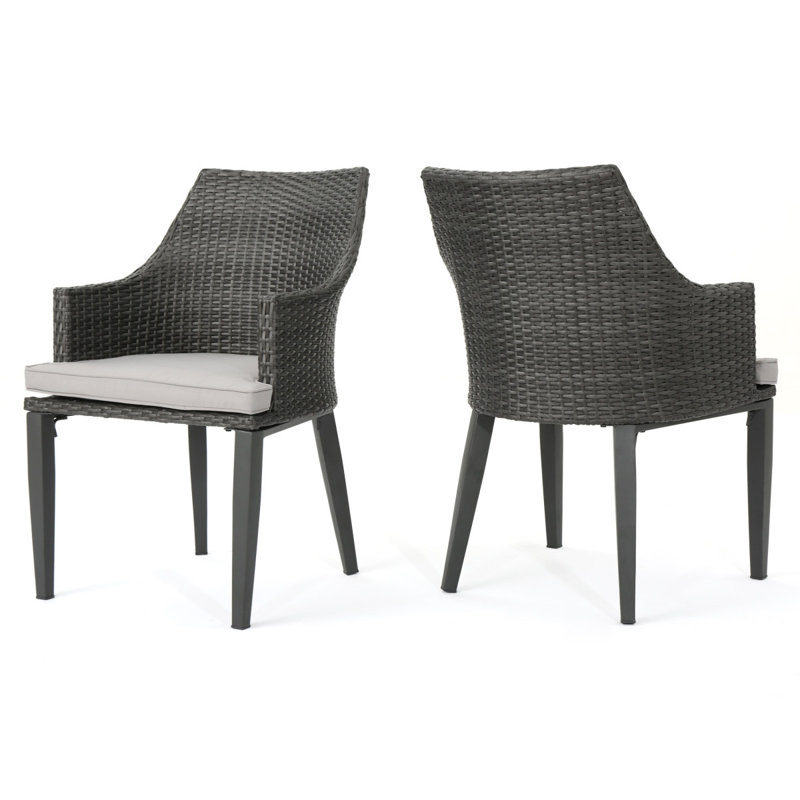 HILLHURST CHAIR Patio Outdoor Furniture（Set Of 2）, Gray Cushion/Gray Frame