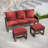 3-Piece Brown Cedar Wood Gray Wicker Patio Outdoor 3-Seat Sofa Seating Group with Olefin Cushions, Ottomans