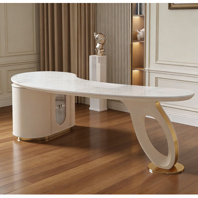 Light Luxury High-End Curved Rock Slab Desk