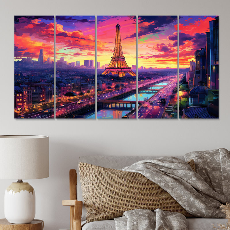 «Paris Eiffel Tower Harmony II - Franch», ensemble de reproductions d'art en métal