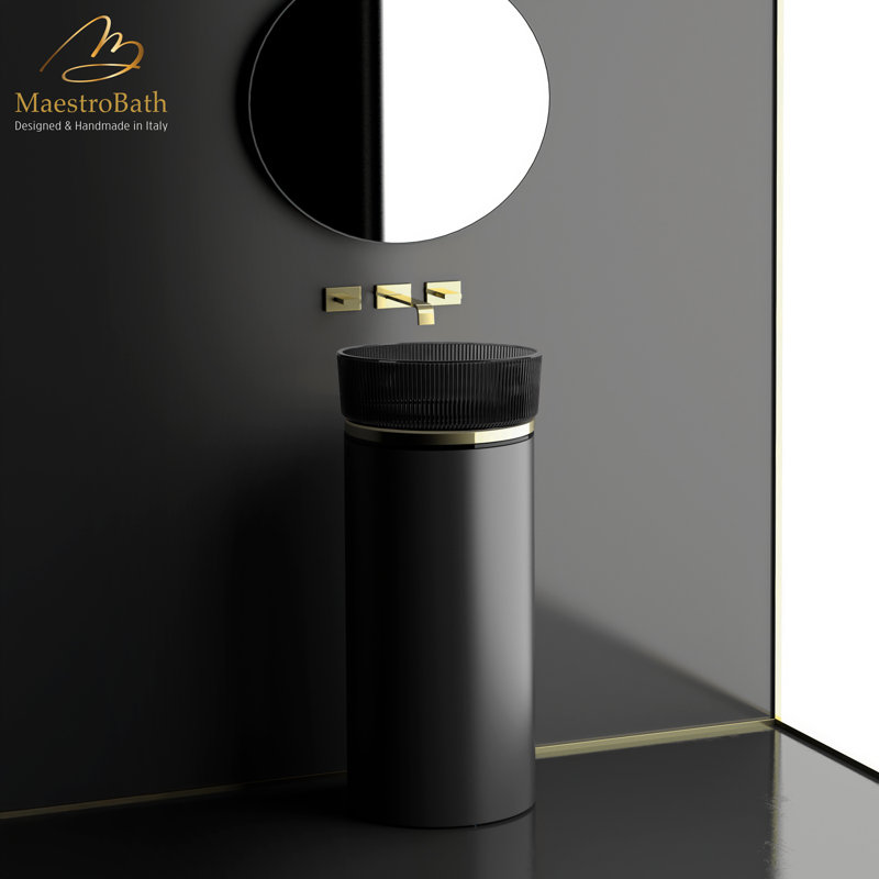 Lavabo et armoire de luxe, Noir, noir, noir, noir