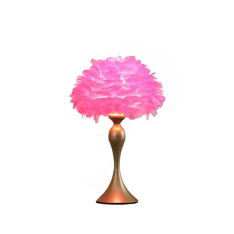 Lampe de table 18,25 po In Feather Aquina, Pink, Brown