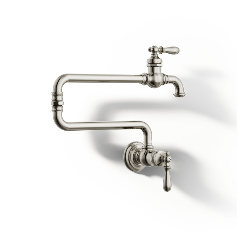 Artifacts Single-Hole Wall-Mount Pot Filler, Vibrant Polished Nickel