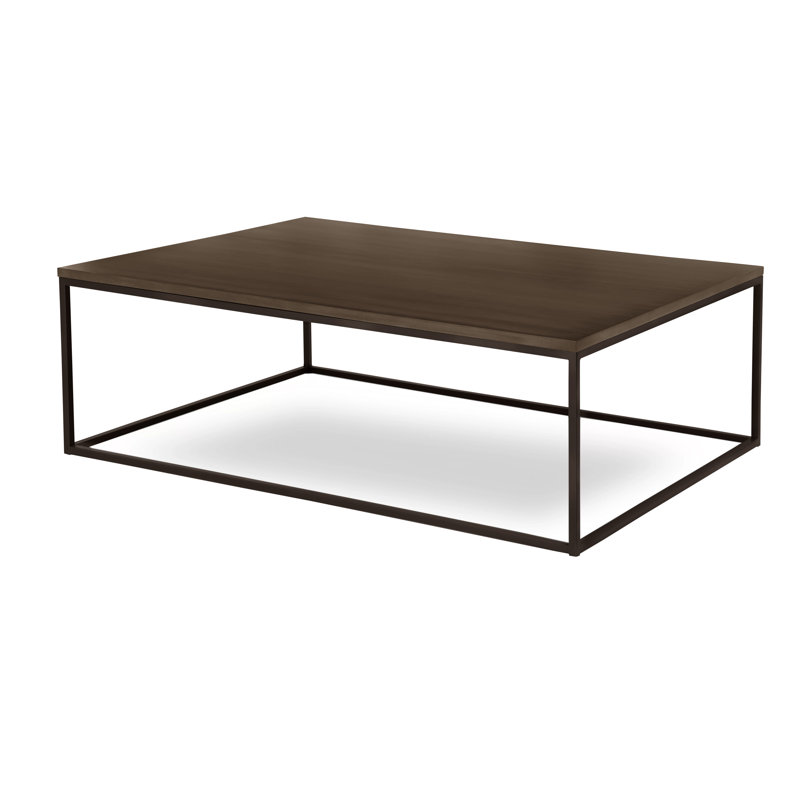 Chaplin Solid Wood Top Coffee Table, Textured Black, Cashew