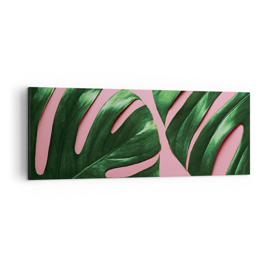 Leinwandbild Monstera Leaf Pink