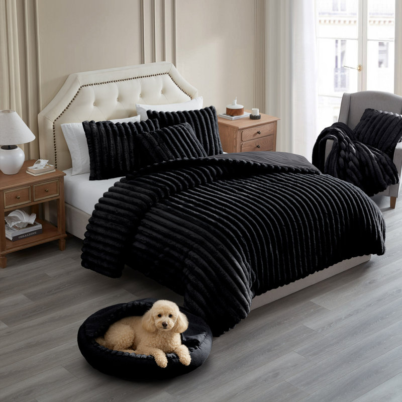 Lit pour animal de compagnie couvert noir Cuddly, Moyen (H 7 po x l 28 po x P 28 po), Noir