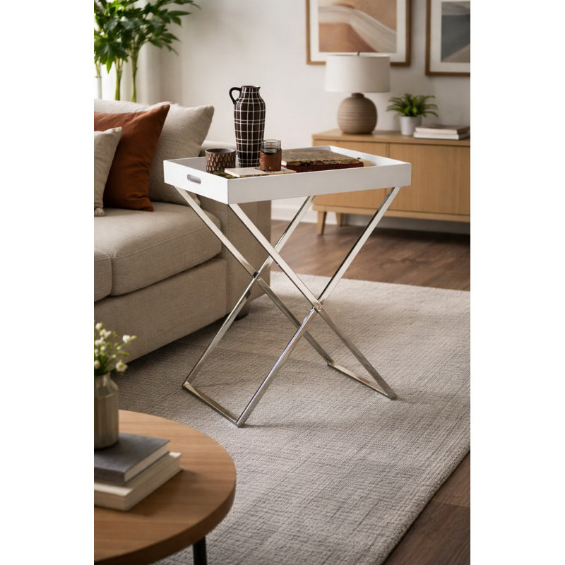 Tray Top Cross Legs End Table