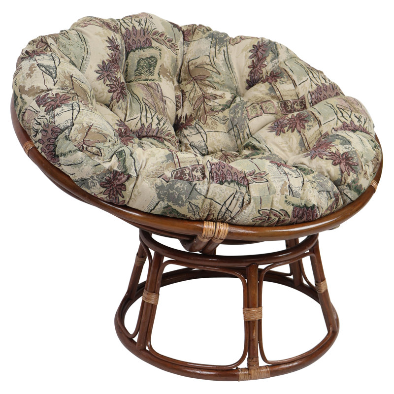 Outdoor Papasan Seat Cushion, 48" W x 48" D, Beige Oriental