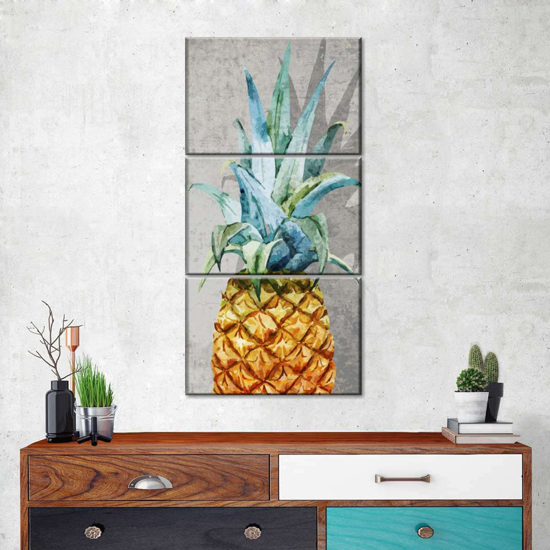 Ensemble d'ananas sur toile 3 pièces, H 62 po x l 30 po x P 1,25 po