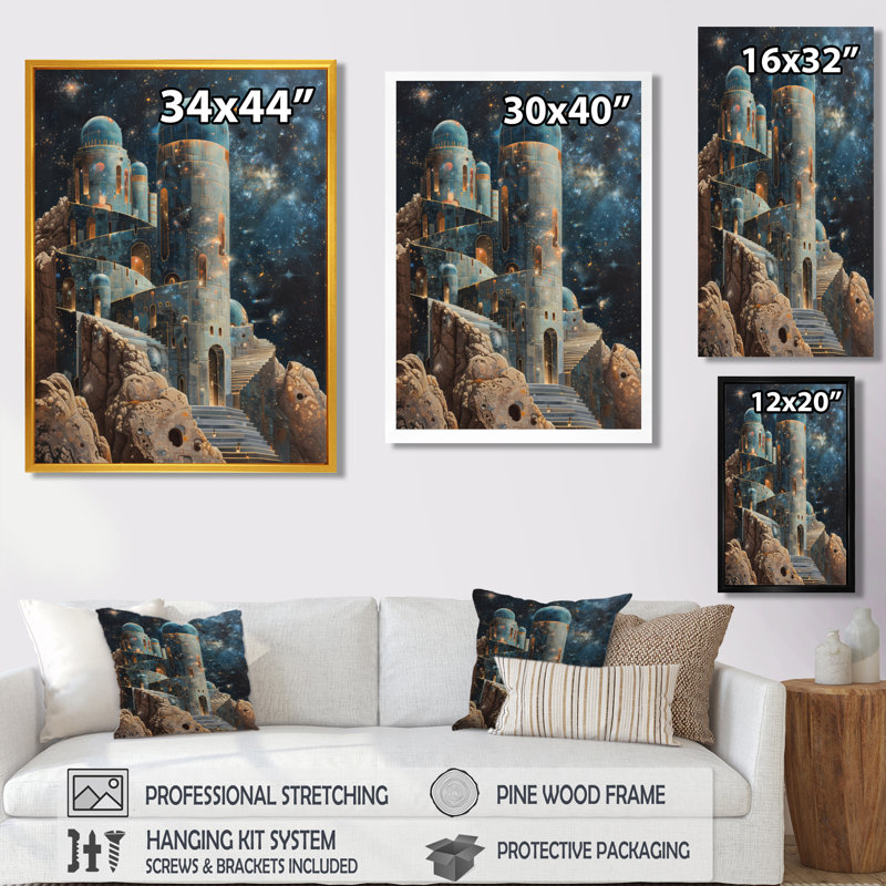 Rose, beige, espace, espace, observatoire, observatoires, art mural, salon, Canevas, H 24 po x l 32 po x P 1 po