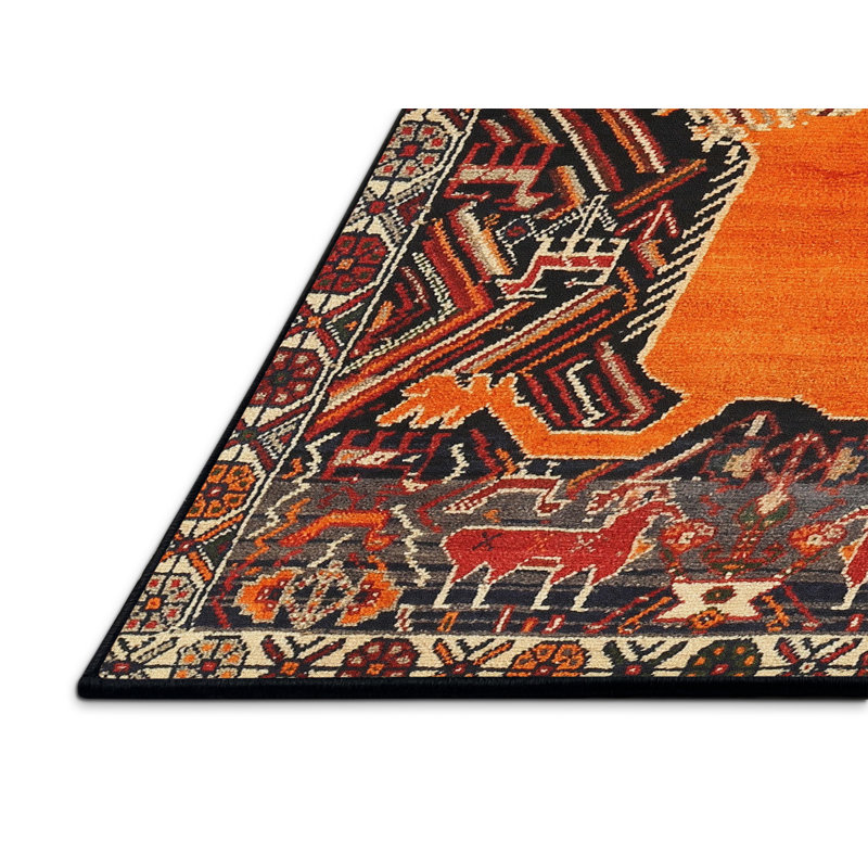 Tapis traditionnel orange / brun, Rectangle 5 pi x 7 pi