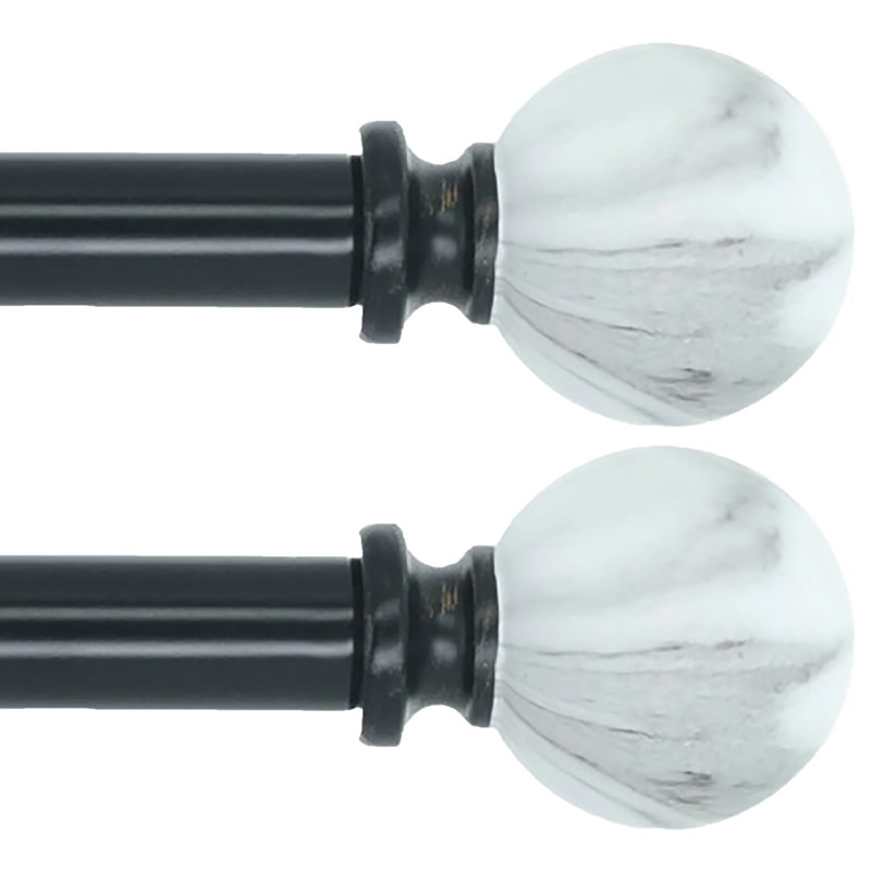 Karlea Adjustable Single Curtain Rod, 28" - 48", Black