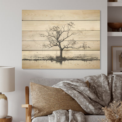Minimalism Baobab Tree I - Tree Baobab Wood Art On Natural Pine Wood