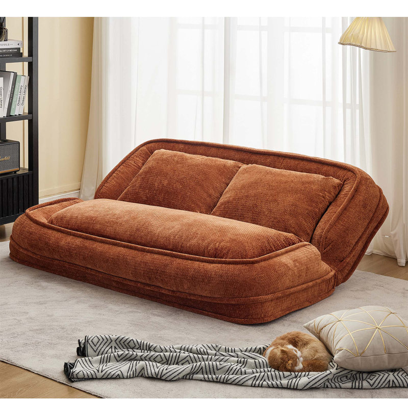 Double Human Dog Bed Lazy Sofa Loveseat, Fits You & Pets, Extra Large Floor Couch, 5 Adjustable Positions, Plush Chenille Upholstery, Comfortable for Relaxing and Napping