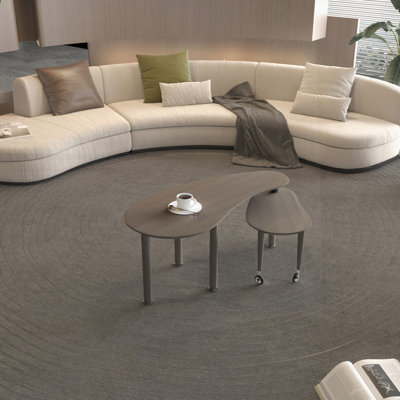 Table basse rotative à 360 degrés, rangement spacieux et pieds en bois d'hévéa massif pour le salon